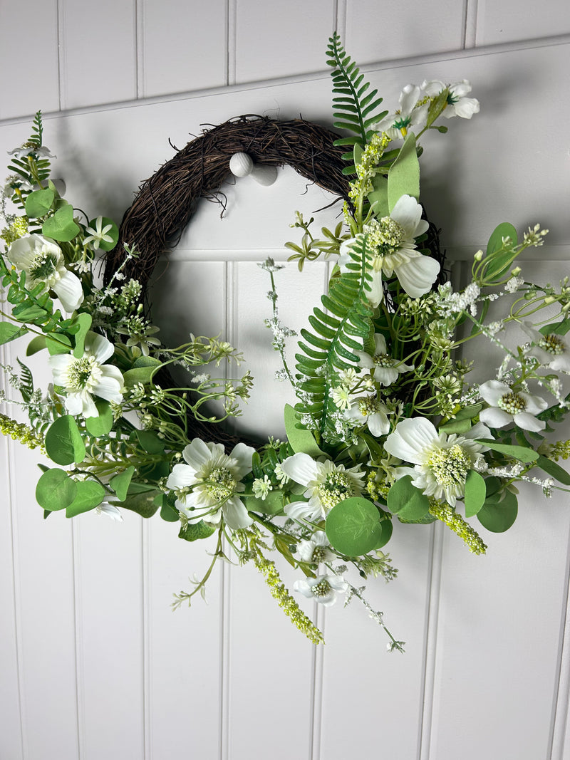 Lush Green mixed foliage Half Wreath 50cm