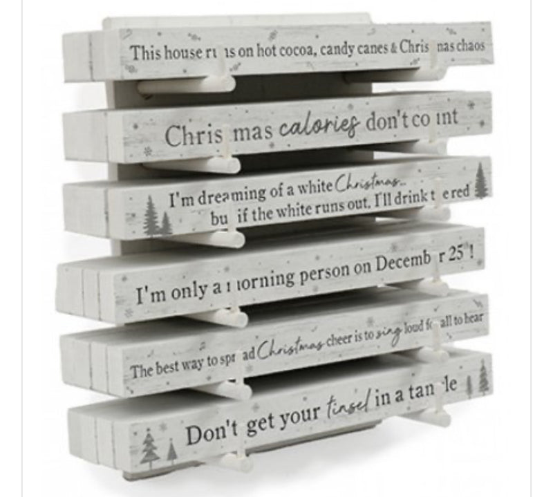 Wooden festive signs plaque off white 25cm 6 styles