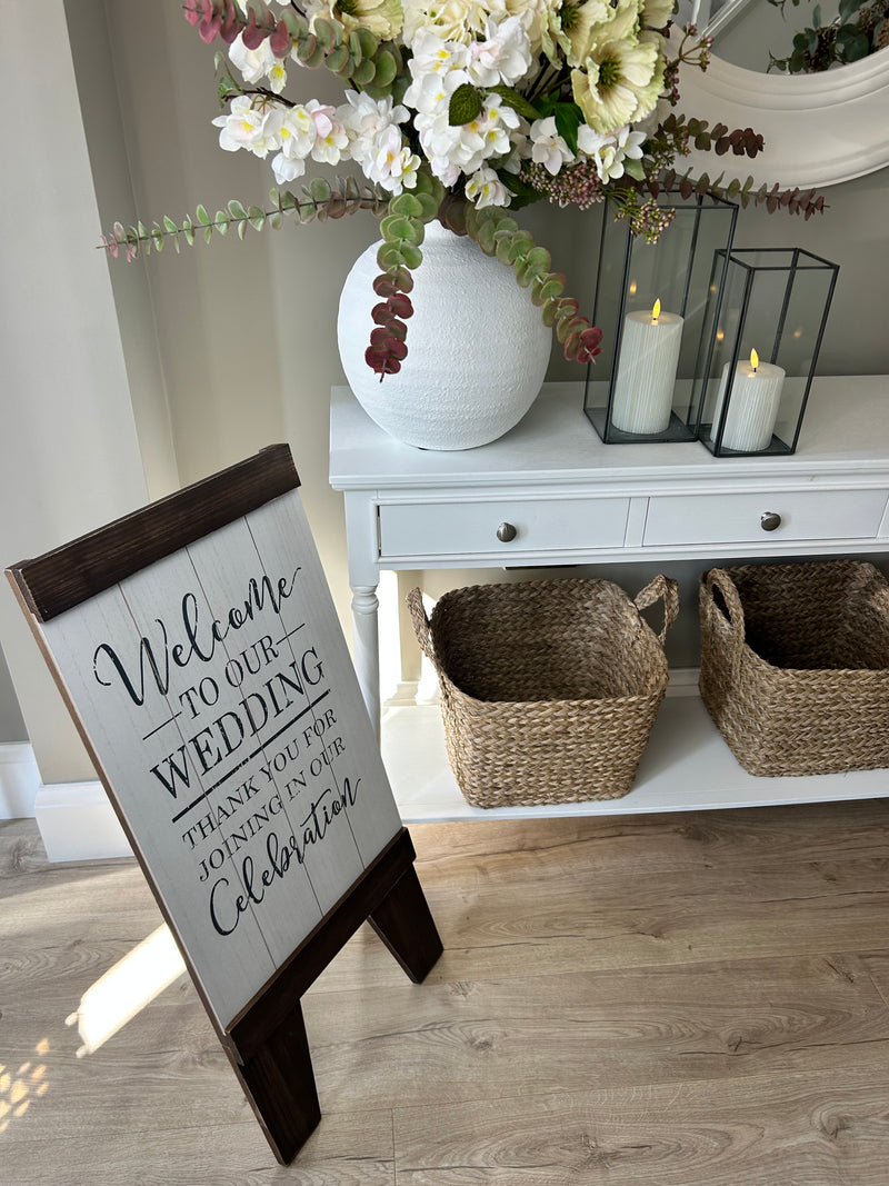 Standing Wooden A Frame ‘Welcome to our Wedding’ sign