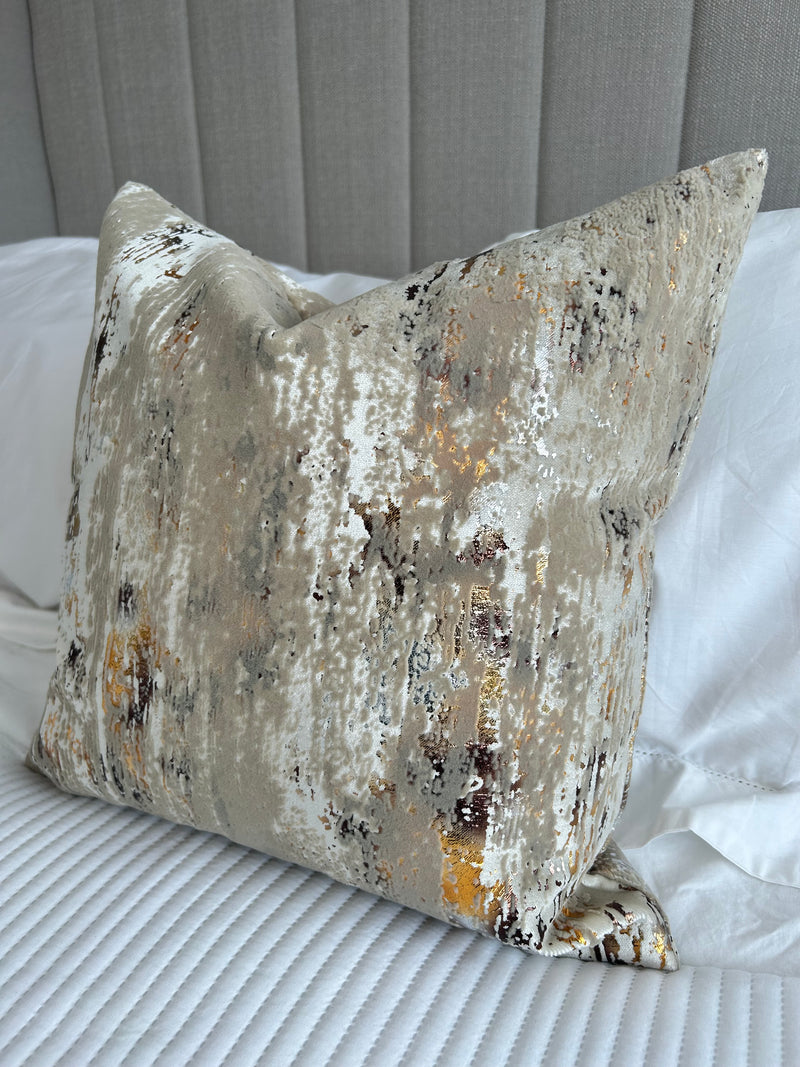 Torcello Natural Taupe Bronze Gold Feather Cushion 43x43cm