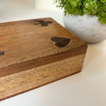 Mango wood playing card holder with cards