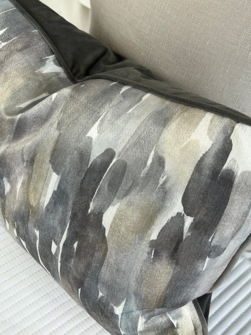 Azima Neutral Voyage Brushstroke Rectangular Feather Cushion 40x60cm