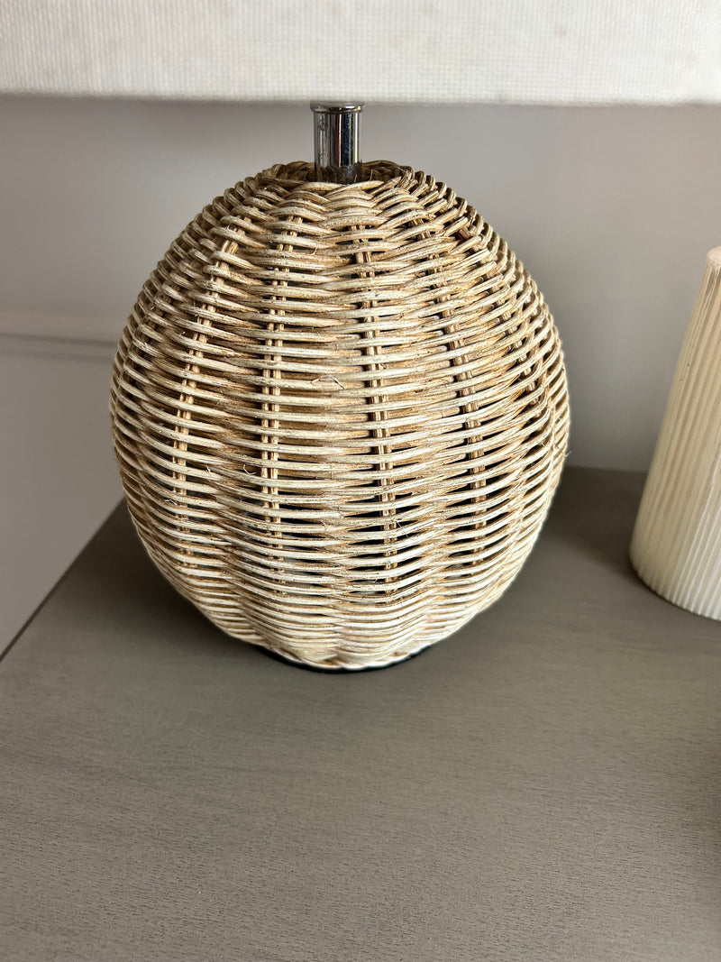 Raffles rattan basket white washed table lamp with shade