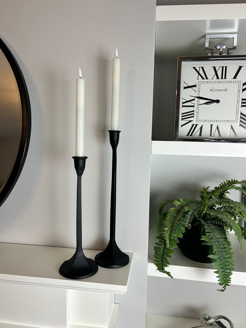 Framed windlight black metal candle holder 2 sizes