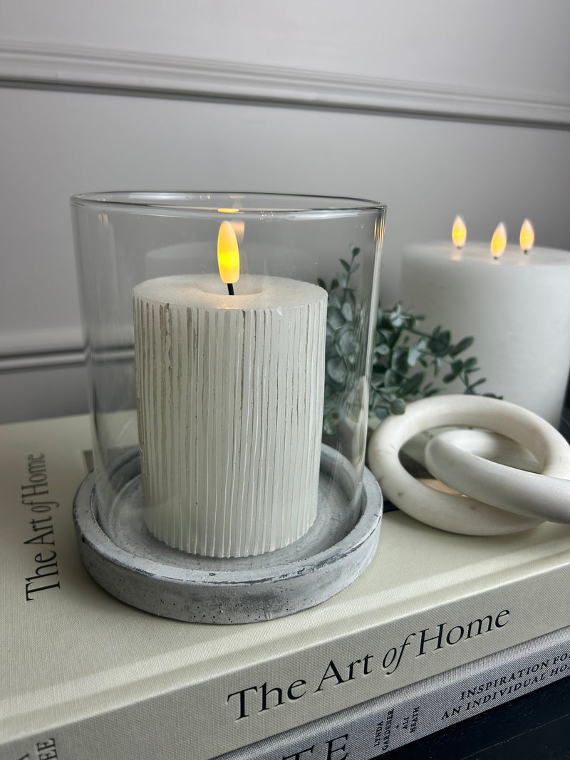 Athena stone base hurricane candle holder