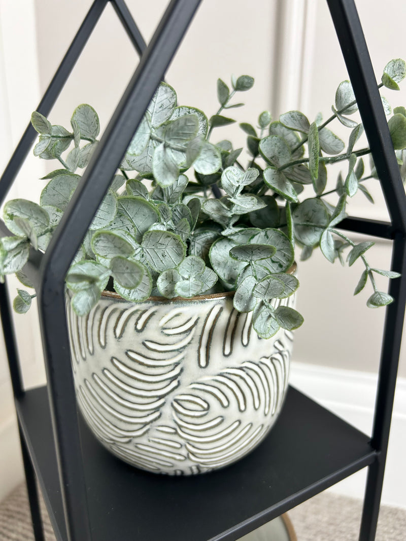 Ceramic leaf detail planter plant pot 2 sizes