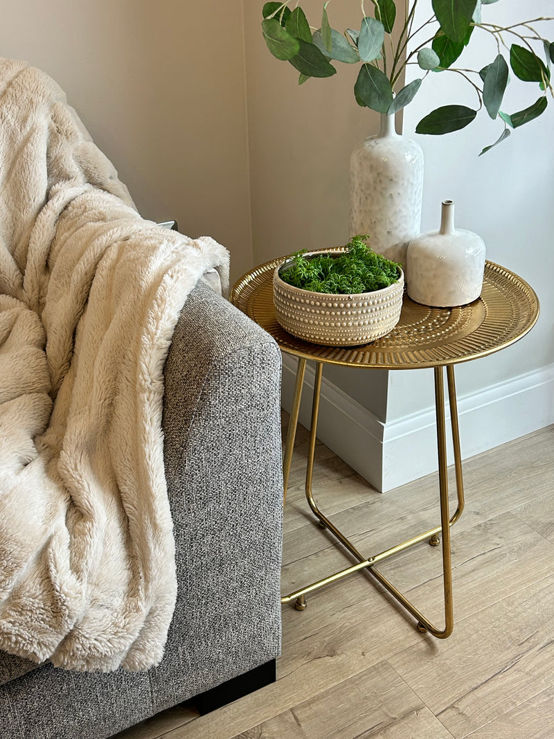 Antique Gold Embossed Round Side Table