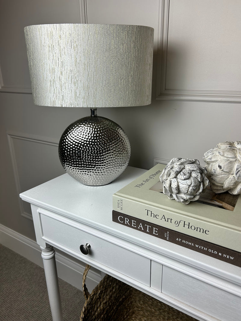 Hammered Silver Lamp with shade