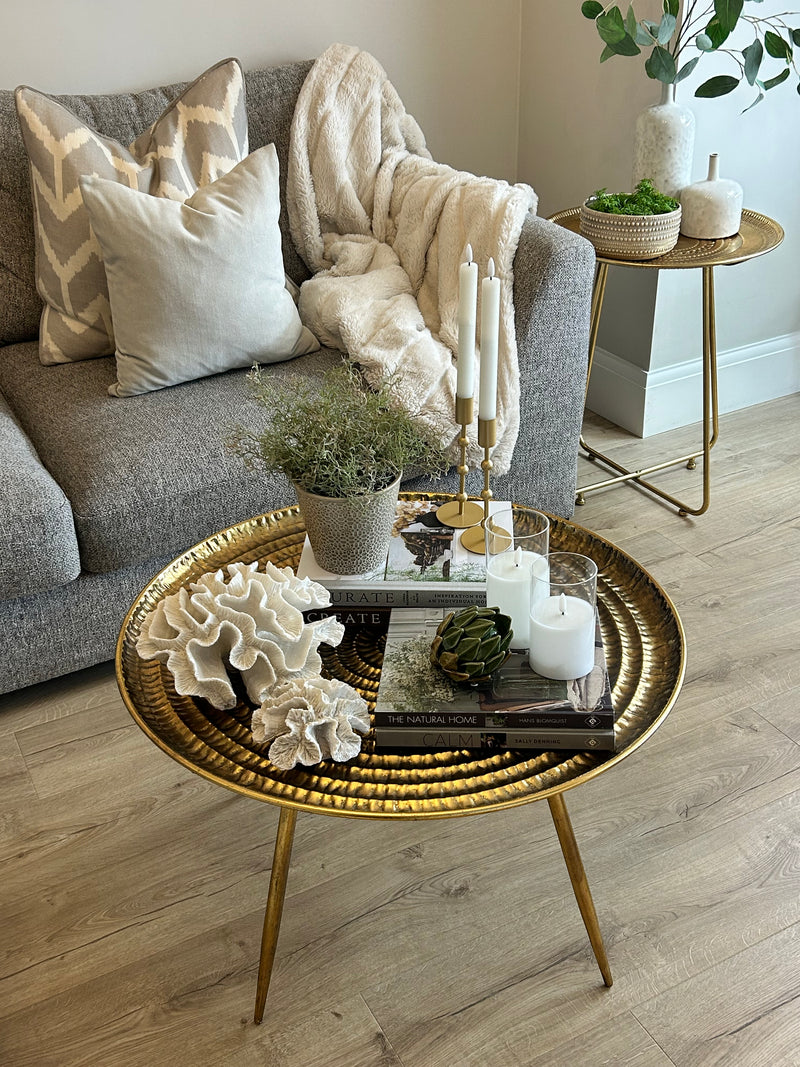 Antique Gold Embossed Round Side Table