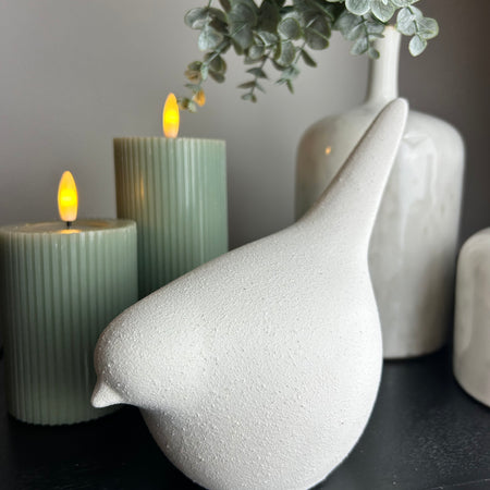 White large ceramic sparrow decoration 18cm