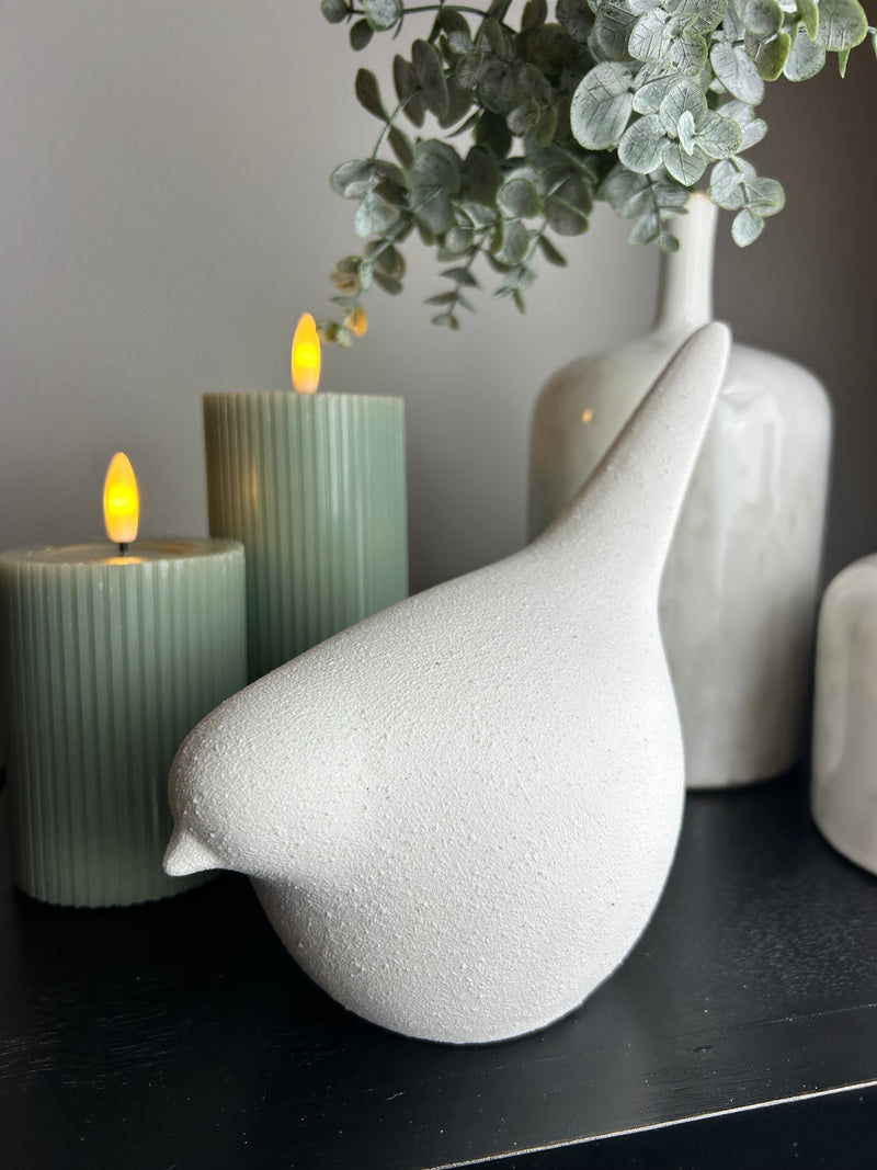 White large ceramic sparrow decoration 18cm