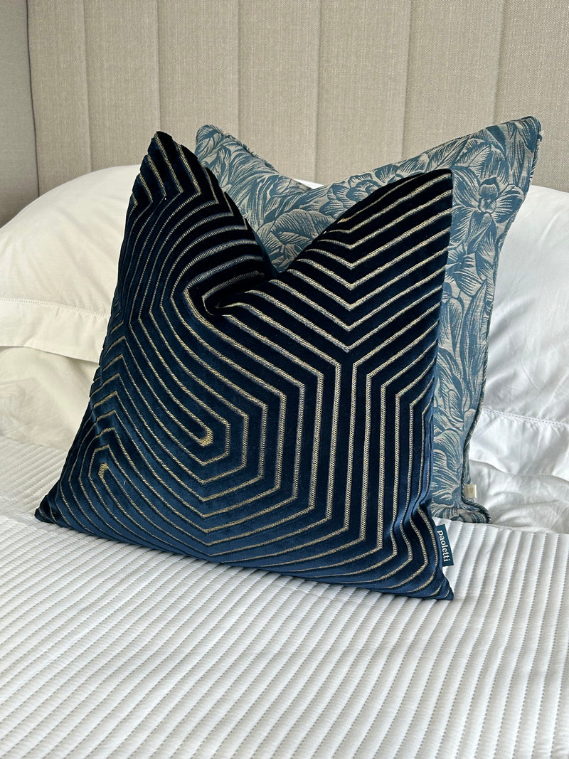 Evoke Cut Navy Velvet Feather Filled Cushion 45cm