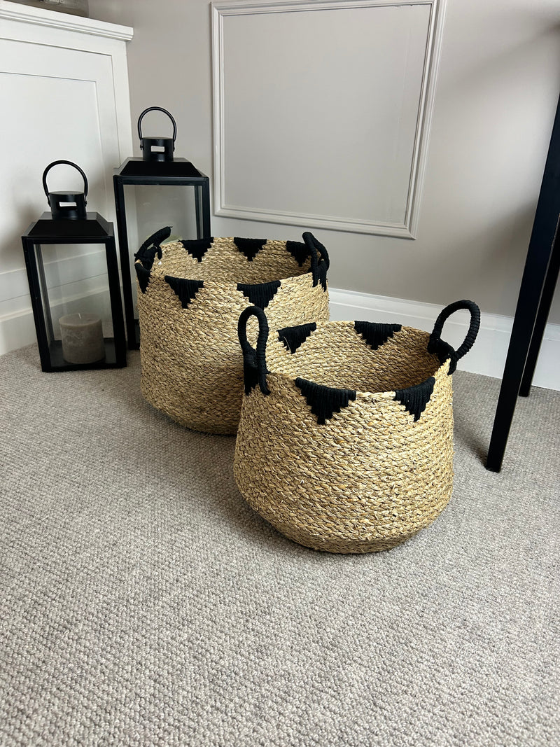 Natural black seagrass handle basket 2 sizes