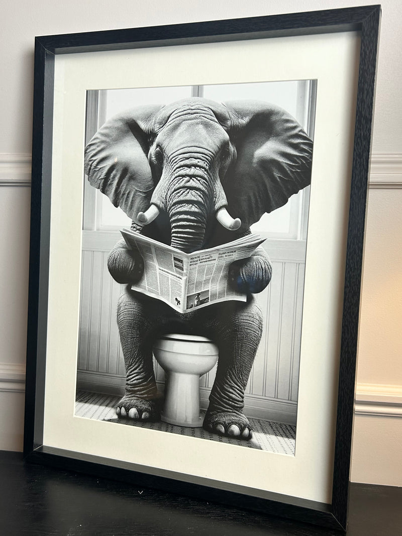 Fun Bathroom Black Framed Animal Prints 40cm