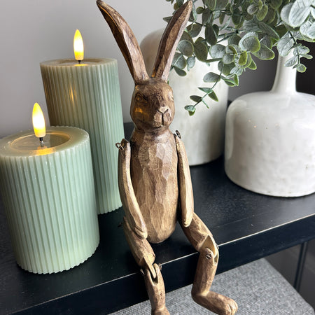 Brown jointed rabbit shelf sitter