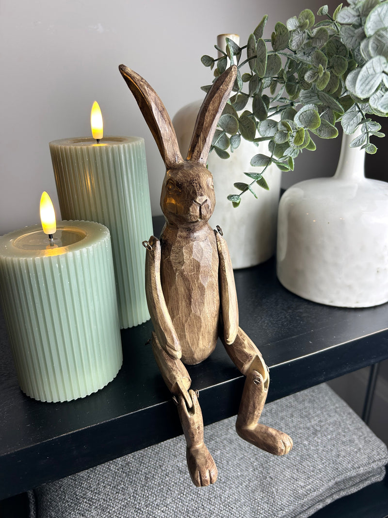 Brown jointed rabbit shelf sitter