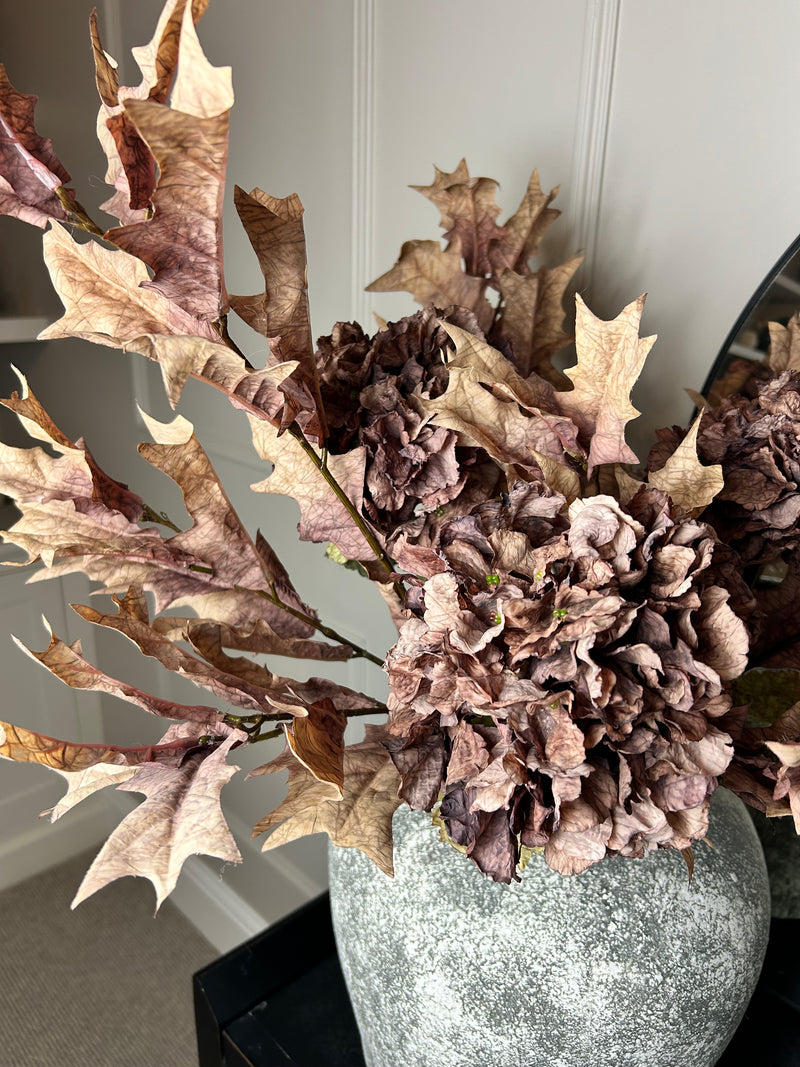 Mocha real feel ruffled hydrangea stem 52cm