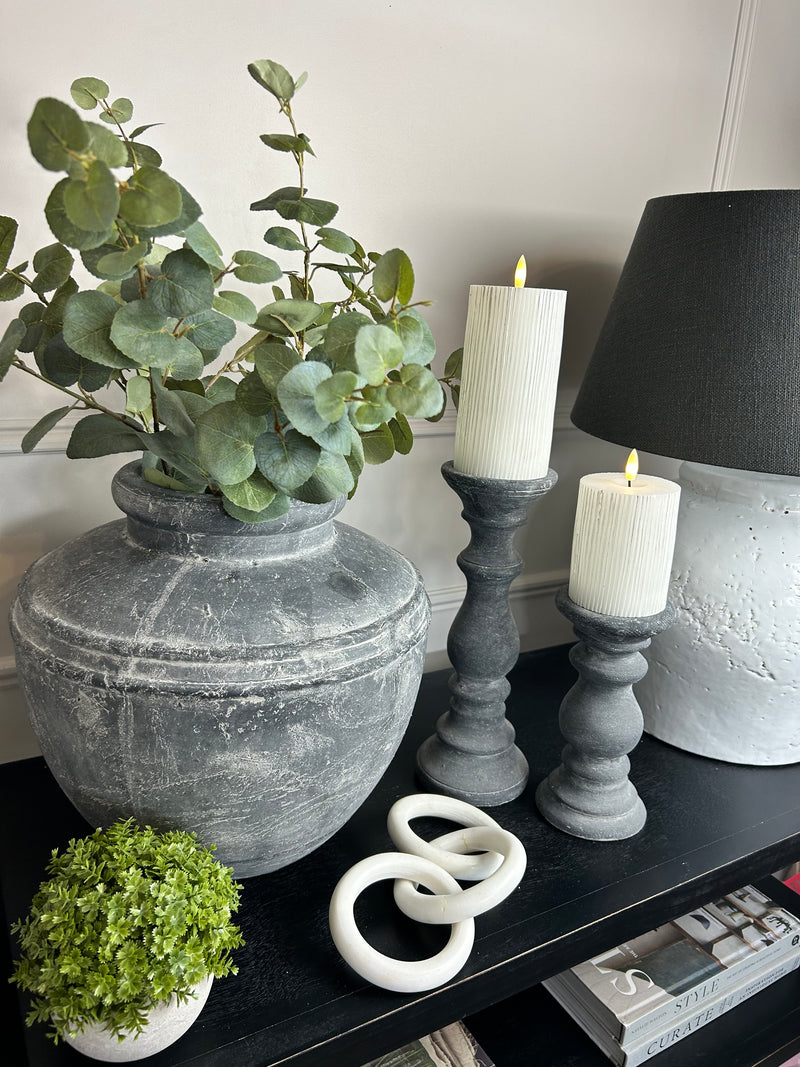 Amalfi washed Black rustic stone vase