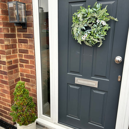 Full garden wreath mixed foliage