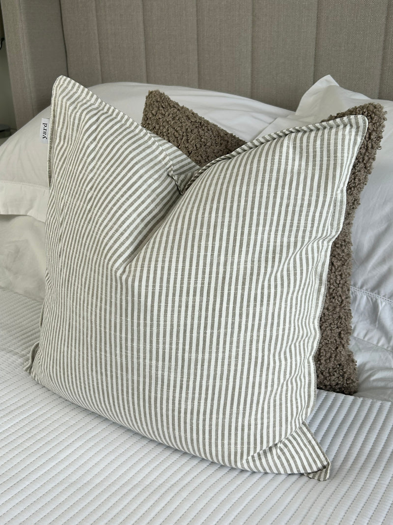 Truro Natural Stripe Feather Filled Cushion 45cm