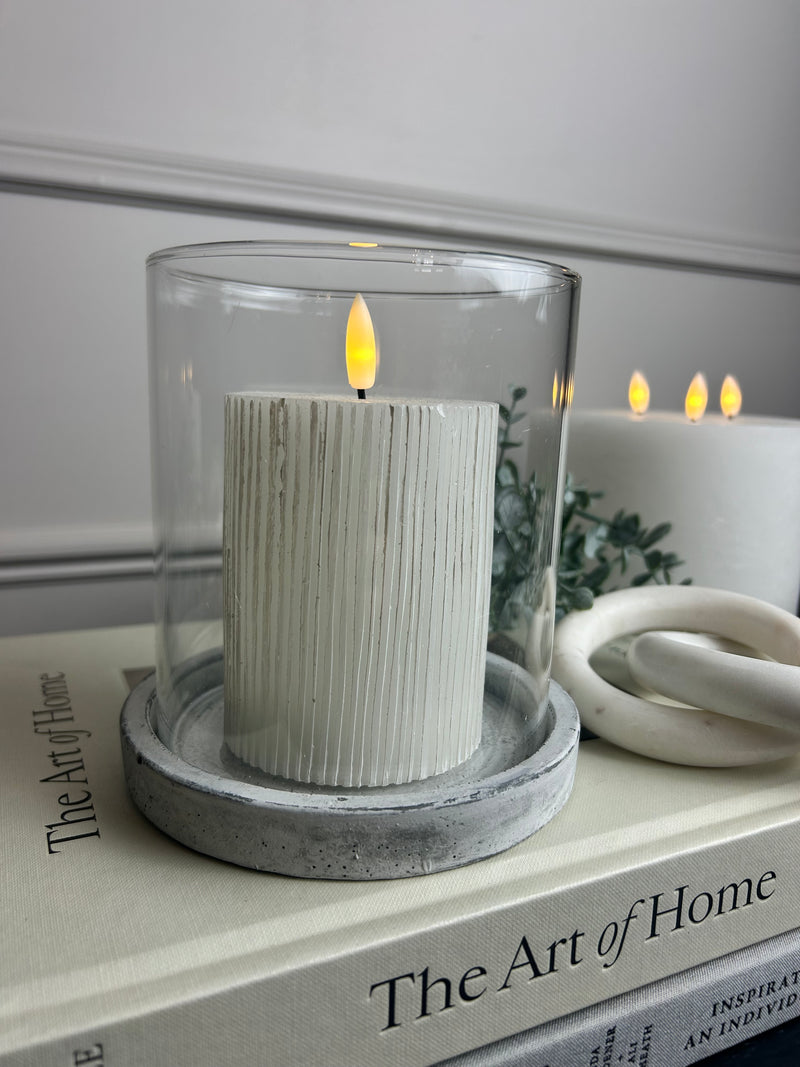 Athena stone base hurricane candle holder