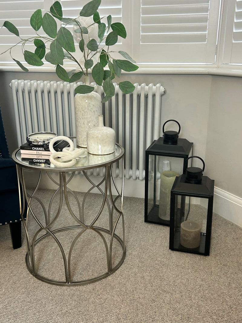 Silver lattice round side table 2 sizes