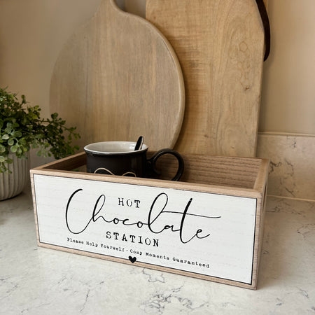 Hot chocolate station box crate