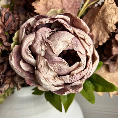 Dried real feel mauve peony 48cm