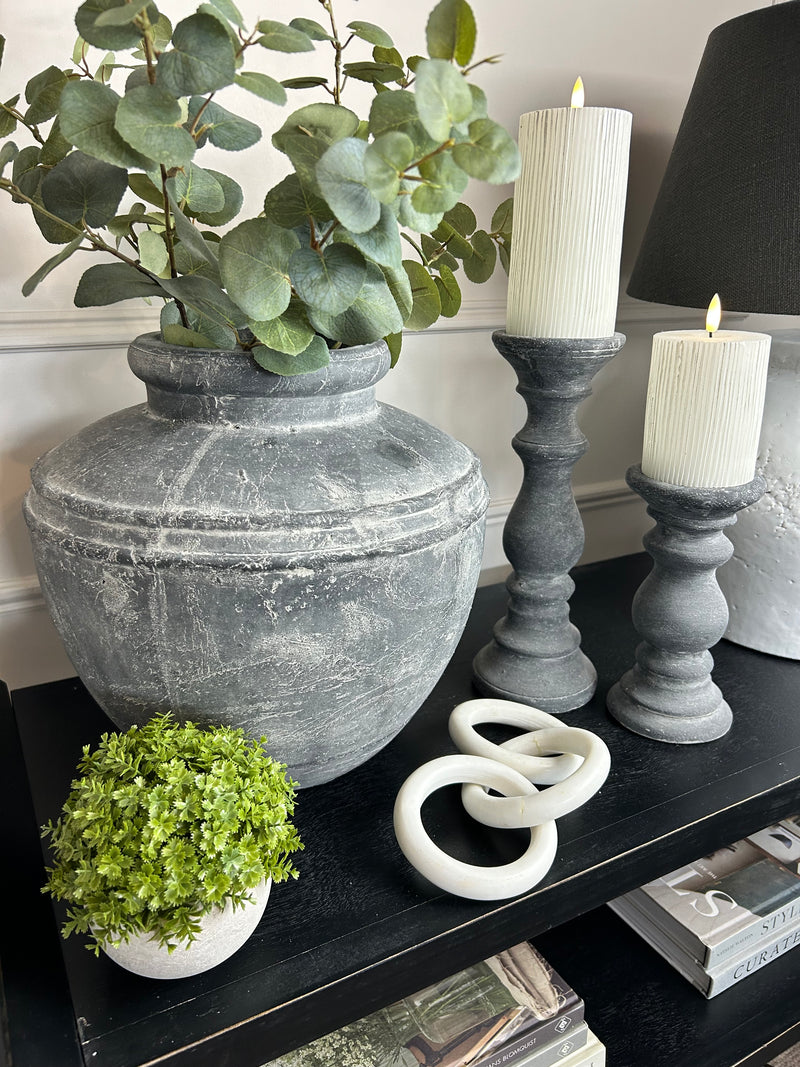 Amalfi washed Black rustic stone vase