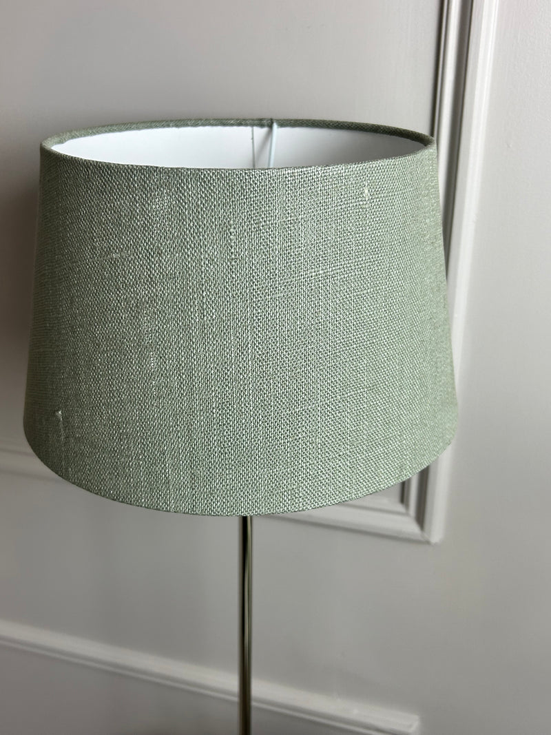 Ralph nickel tall slim lamp with green pistachio shade