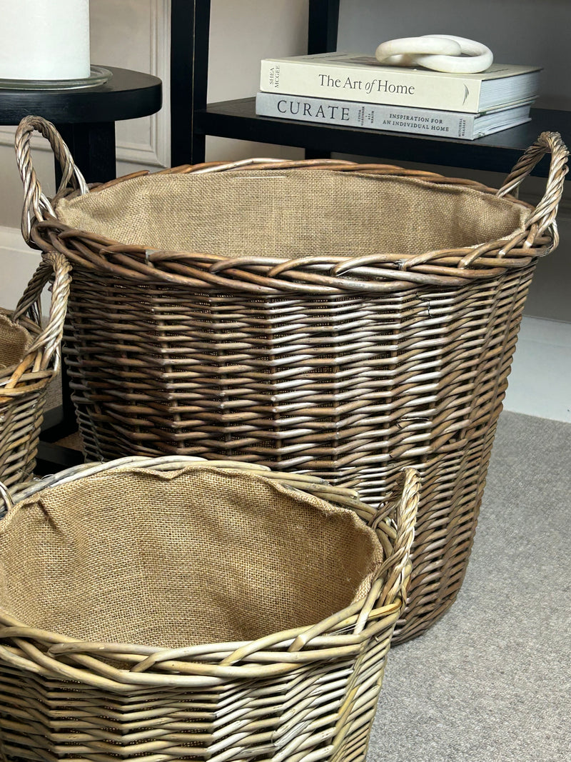 Chunky round woven lined basket 4 sizes