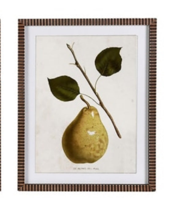 Textured brown bronze brass look Framed pear print 4 styles