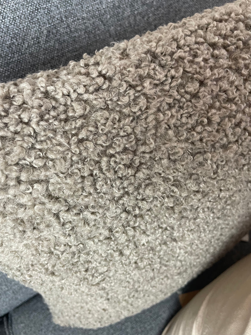 Taupe beige boucle textured cushion Feather filled 45cm