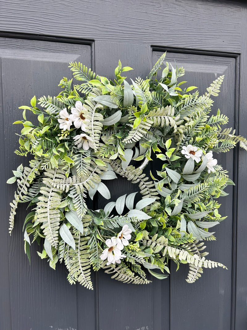 Full garden wreath mixed foliage