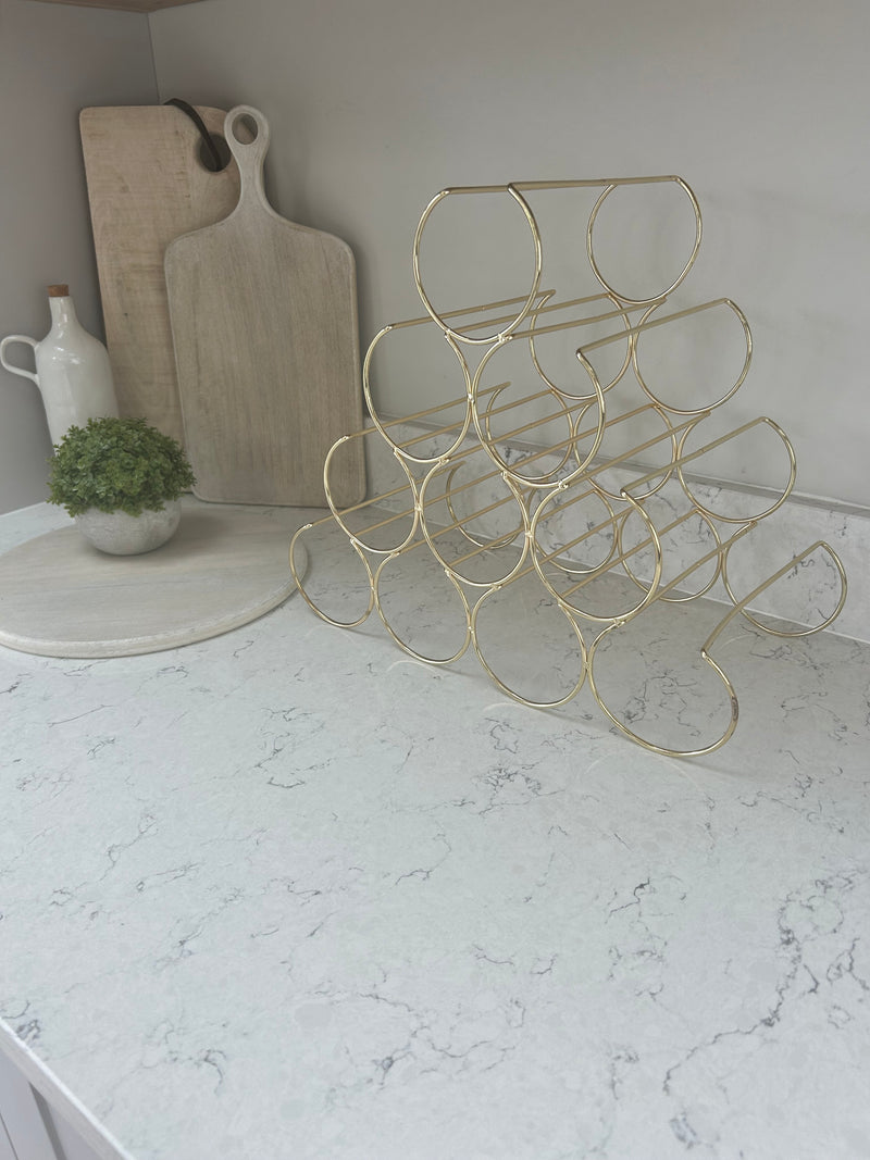 10 Bottle Gold Wire Wine Rack