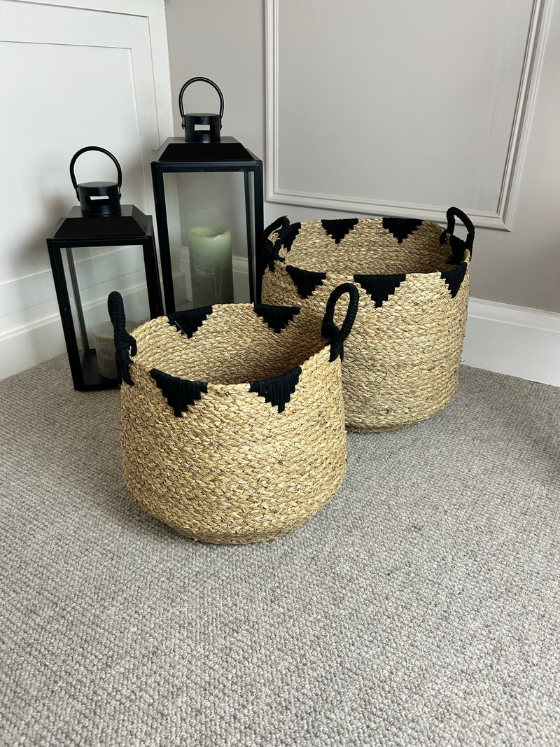 Natural black seagrass handle basket 2 sizes