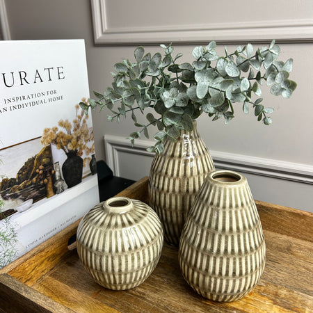 Taupe/Green textured vases 3 sizes