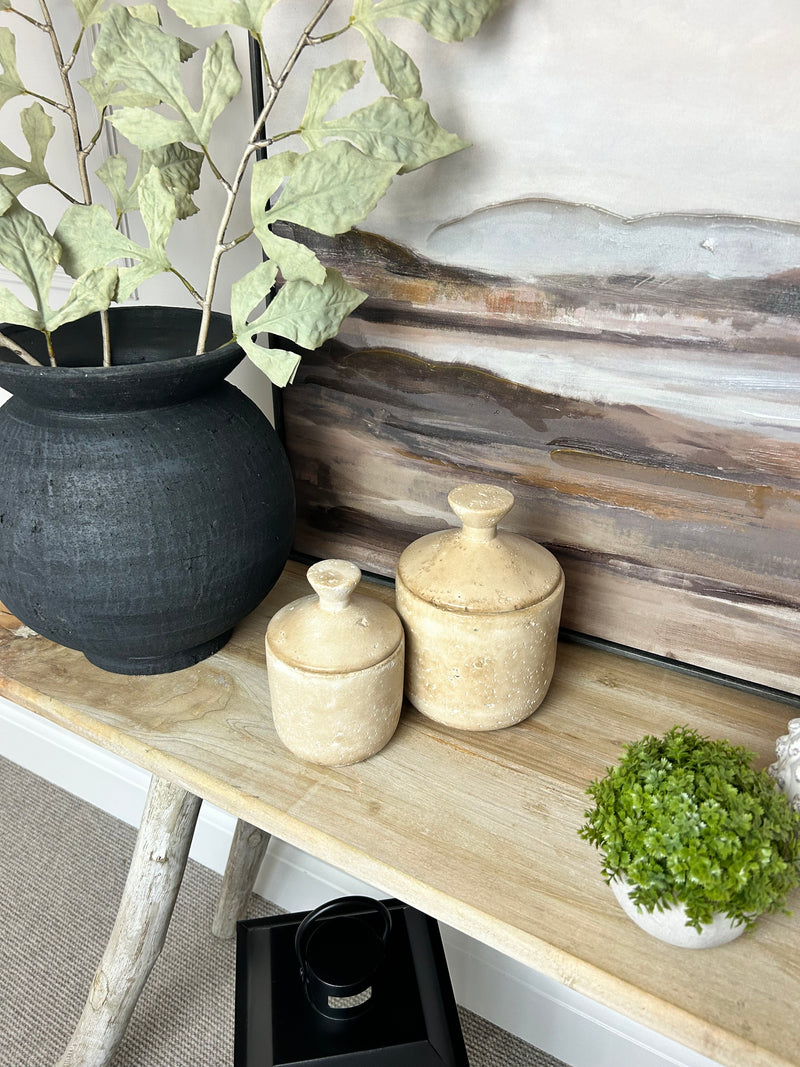 Black terracotta round vase