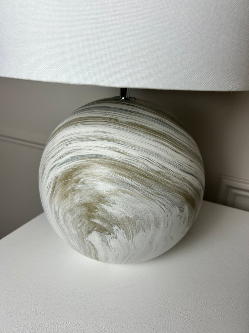 Natural taupe white marble Stone Effect Ceramic Lamp