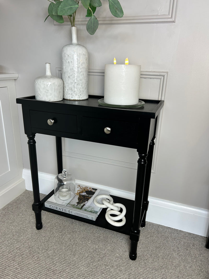 Two Drawer Black small Console 60cm