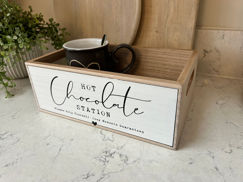 Hot chocolate station box crate