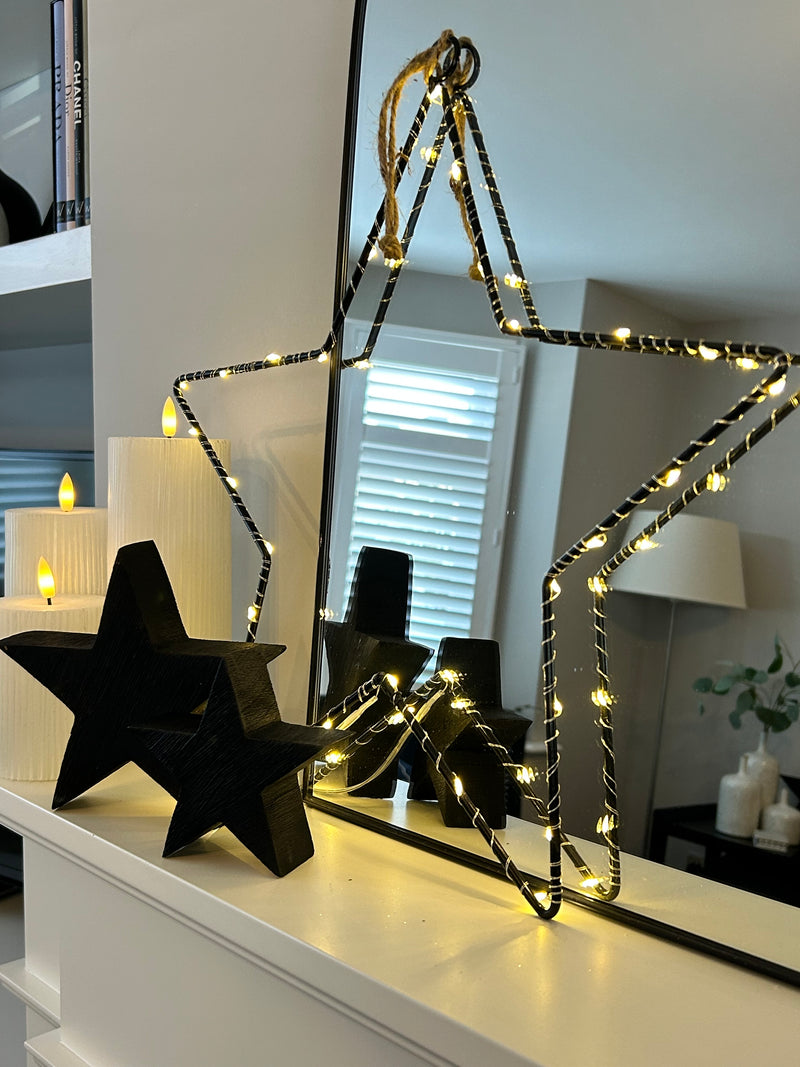 Wooden black rustic standing star 3 sizes