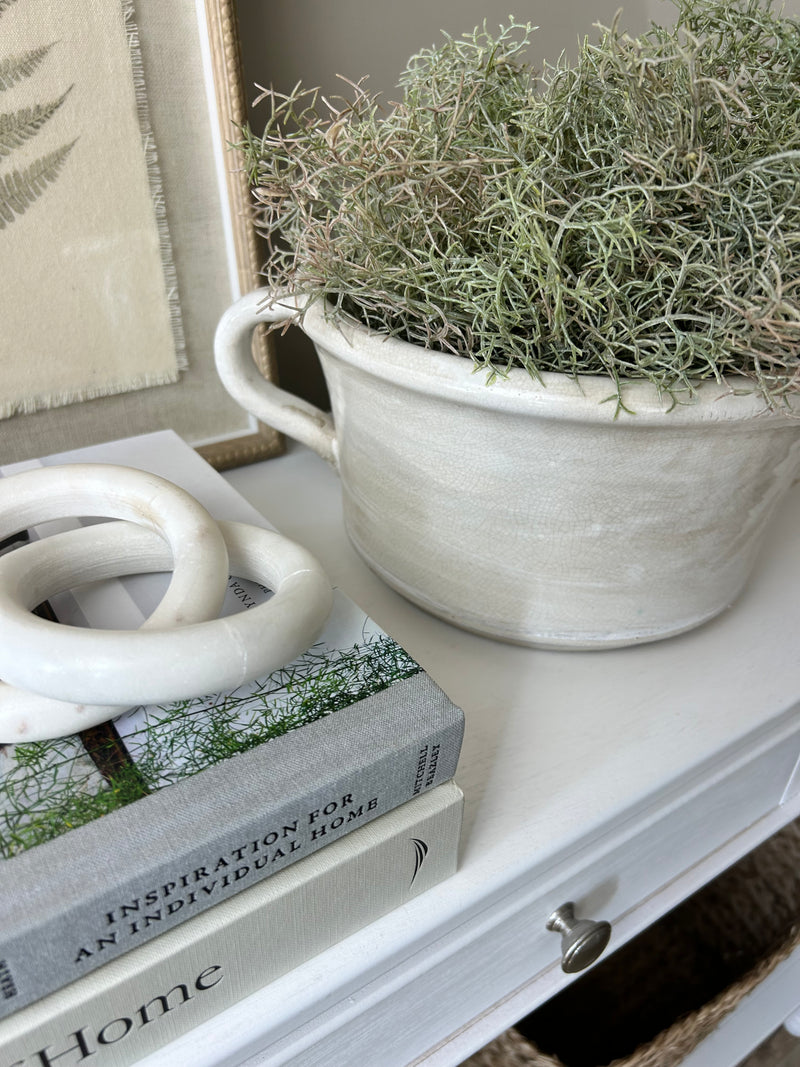 Off white ceramic rustic planter bowl