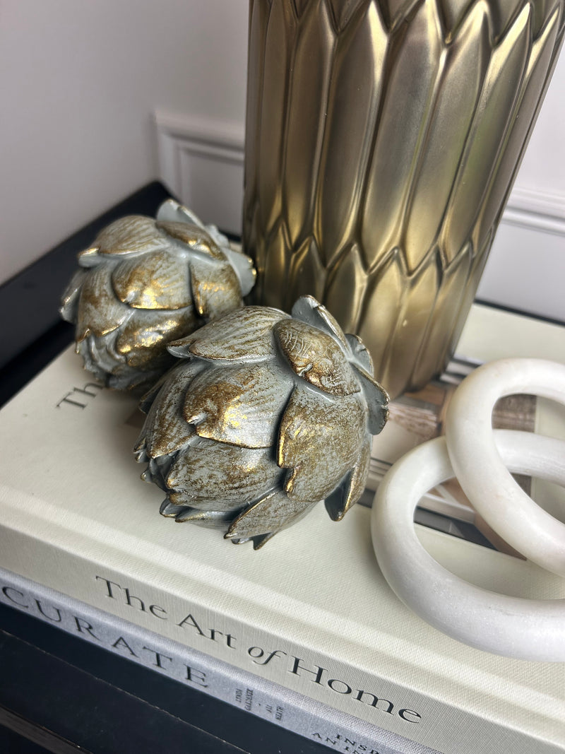 Antique gold bronze artichoke