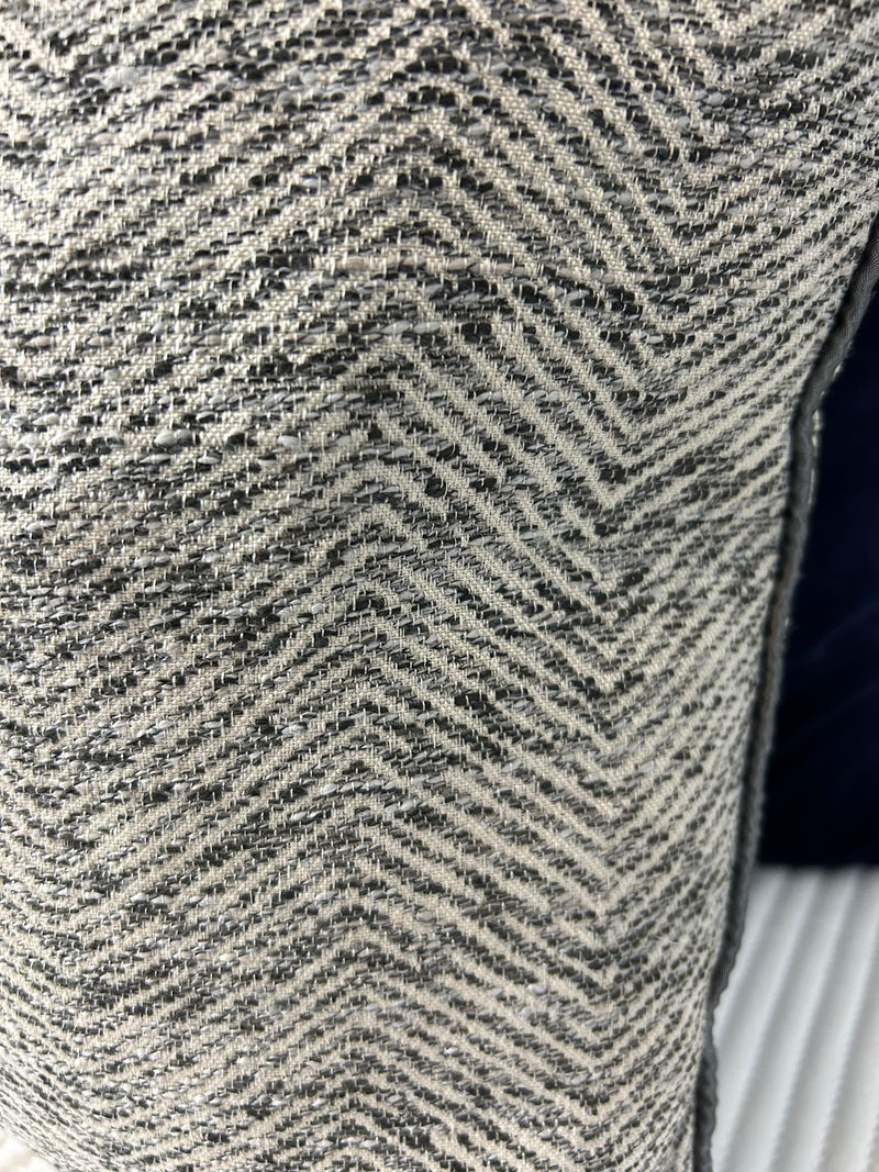 Grey ripple textured cushion with Charcoal piping 45cm