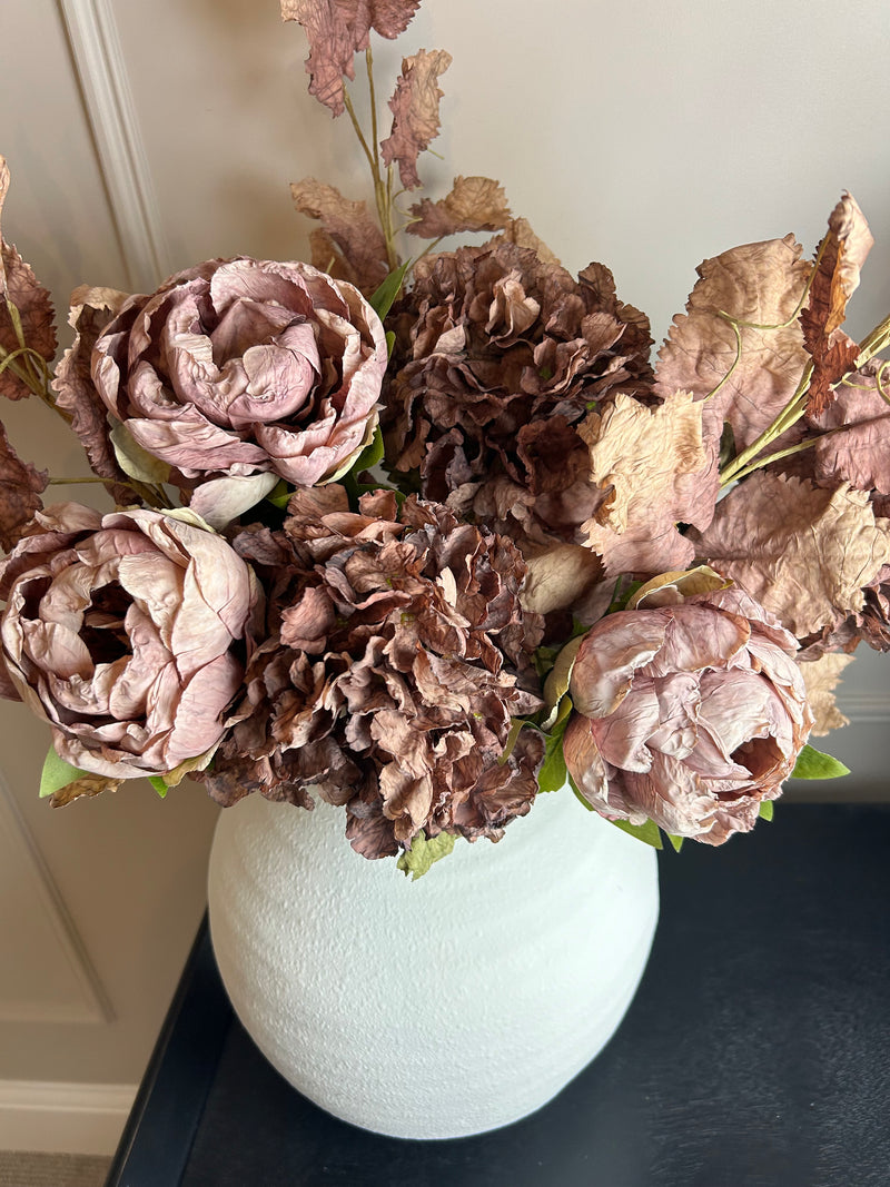 Dried real feel mauve peony 48cm