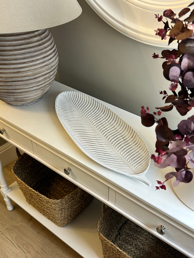 Extra Large white decorative leaf tray bowl plate dish