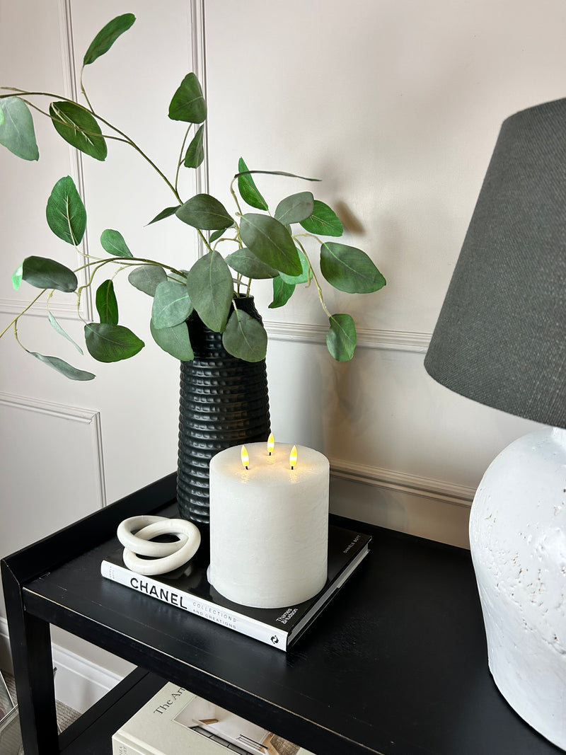 Matt black textured tall hammered vase 35cm