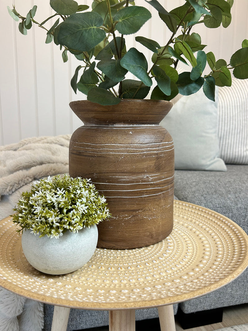 Camille textured ceramic brown vase