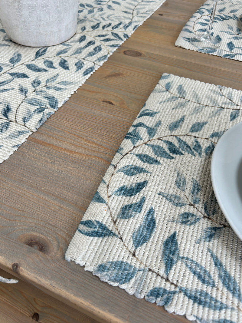 Natural Eucalyptus Print Table Runner two sizes 180cm and 230cm